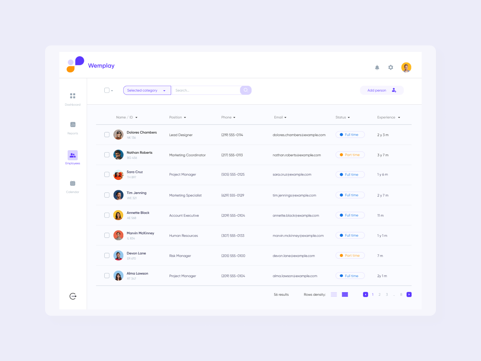 Wemplay HR system by Anastasiia Lavrova on Dribbble