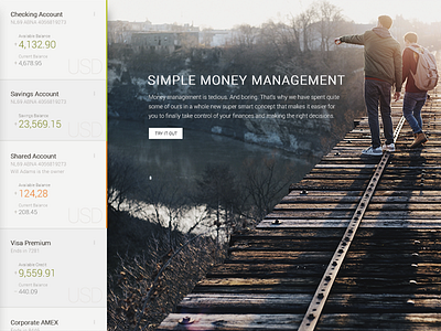 Simple Money Management Concept accounts bank banner concept homepage left navigation management money pfm photography picture promo