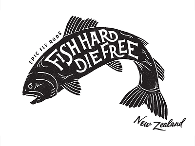 Fish Hard apparel branding illustration lettering texture trout typography