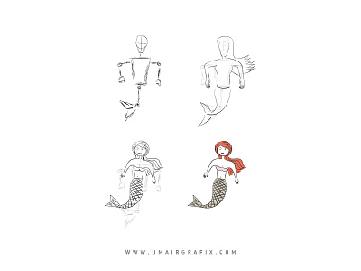 Mermaid Cartoon Doodle Illustration cartoon doodle freehand illustration mermaid minimal