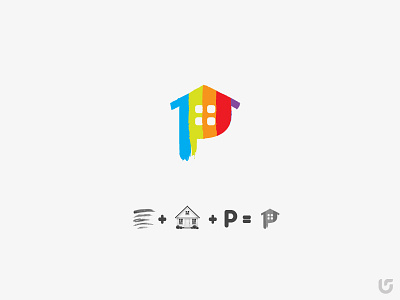 Paint Brush P Letter Logo Icon2 branding brush creative house icon logo paint rainbow