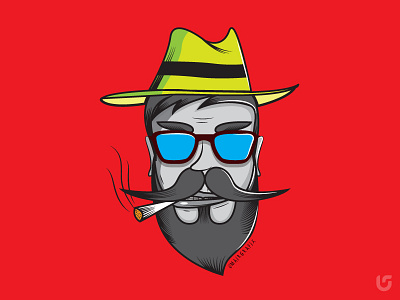 Smoking Funky Bearded Face art bearded funky hiphop illustration mascot vector