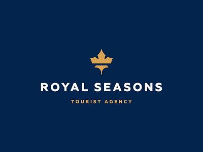 Royal Seasons (Travel Agency) blue brandup crown design gold leaf logo royal seasons travel tree up