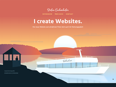 Personal Website - Frontpage New Design animation bootstrap colourful dark illustration personal portfolio responsive ship sunset
