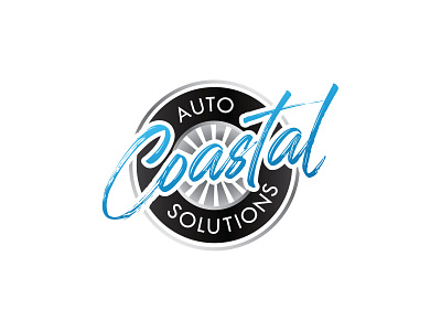 Coastal Auto Solutions LOGO auto bar beach black blue brand branding coast design graphic design gray identity logo modern silver tire