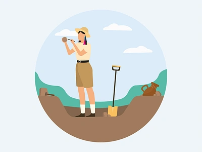 Archeologist archeologist archeology color design girl graphic design illustration vector