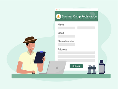 Summer Camp Registration banner bannerdesign camp camping design form headerbanner illustration jotform registration summer summercamp ui