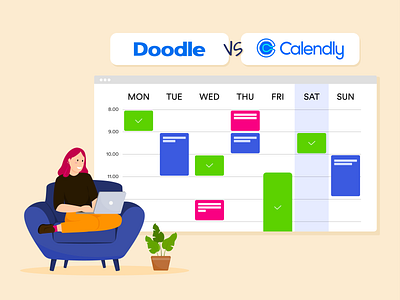 Doodle vs Calendly banner bannerdesign calendly design doodle form headerbanner illustration jotform schedule scheduling ui