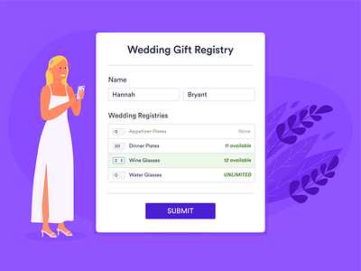 Quantity Gift Registry Widget banner bannerdesign branding bride design form gift headerbanner illustration jotform quantity registry ui wedding widget