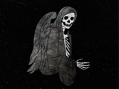 Let's Shake on It black black and white bones death drawing graphic design illustration skeleton skull wings wip work in progress