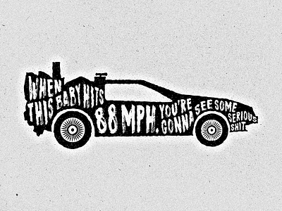 88 mph 80s back to the future black and white car delorean future graphic design illustration pop culture typography
