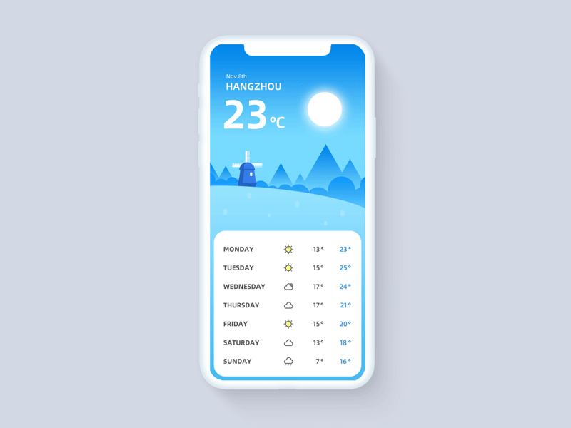 Weather iOS app interaction branding ui