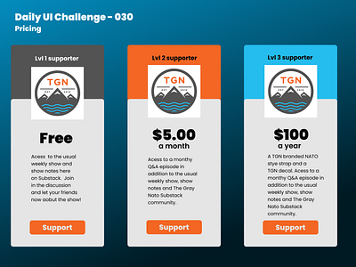 Daily UI 030 - Pricing 030 dailyui figma podcast tgn thegraynato ui