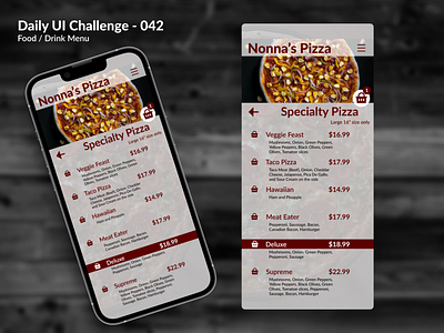 Daily UI 043- Food / Drink Menu 043 dailyui figma pizza ui