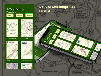 Daily UI 044 - Favorites 044 app dailyui figma hike outdoors trail ui