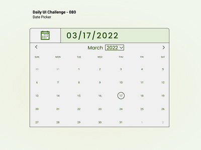 Daily UI 080 - Date Picker 080 calendar dailyui date picker figma ui