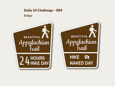 Daily UI 084 - Badge 084 app appalachian at award badge branding brown dailyui design figma fun gooutside hike hiking illustration logo park trail ui