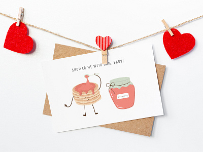 Valentine's Day Card graphic design greetingcard heart illustrations jam love pancakes strawberry sweets valentines day card valentinesday