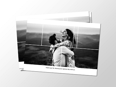 Simple Wedding Thank You Card black white card collage couple greeting card love minimalist photo puzzle simple thank you wedding