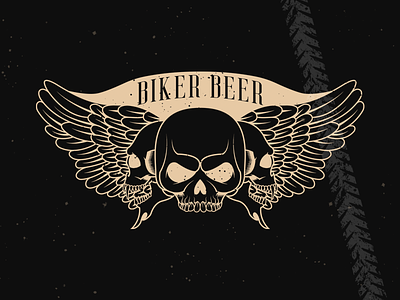 Biker Beer Label beer biker illustration label logo skull skulls