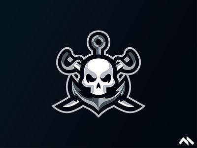 Skull Anchor Mascot logo