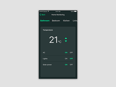 Home Monitoring app card challenge daily dailyui home house mobile monitoring temperature ui ux