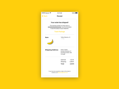 Email Receipt app challenge daily dailyui email mobile order receipt ui ux