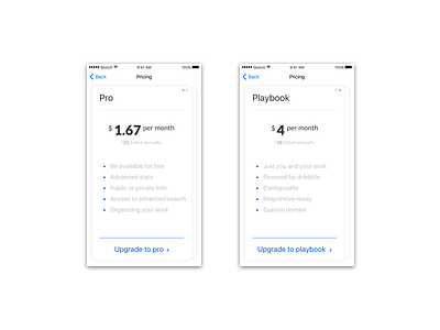 Pricing account app challenge daily dailyui dribbble mobile pricing ui upgrade ux