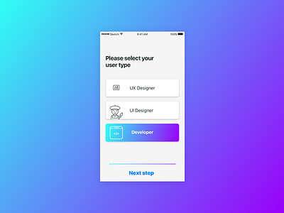 Select User Type challenge daily dailyui mobile select type ui user ux