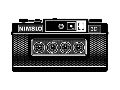 Nimslo 3D black and white camera illustration nimslo