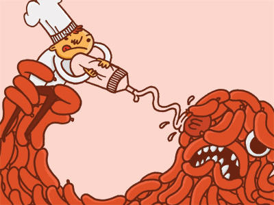The Fall of Mr.HotDog color chef color cook hot dog illustration monster