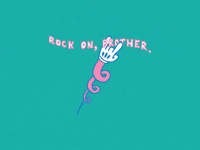 Rock On, Brother. cartoon encouragement glove hand illustration rock on