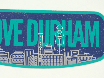 Love Durham - Detail Shot badge cityscape close up detail durham illustration nc skyline stamp texture