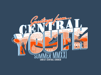 Greetings from Central Youth christ central church design graphic greetings postcard shirt t-shirt t-shirt design youth youth group