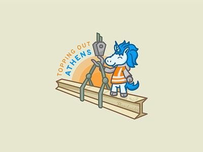 Beam Signing Sticker feat. Telepony athens bandwidth beam building cartoon character construction illustration mascot pony signing steel steel beam telepony topping out unicorn vest