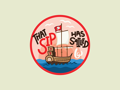 That Sip Has Sailed... bandwidth boat completion horizon illustration ocean pirate pirates sail sailed sailing schooner sea set sail ship sip sticker team typography voyage