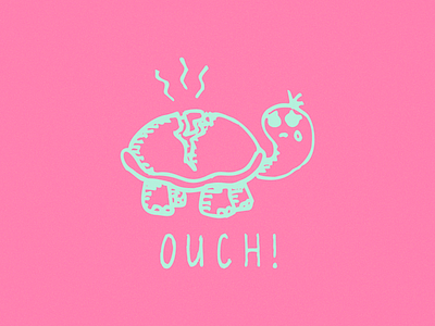 O U C H ! animal grain illustration ouch paint sad shell sketch turtle