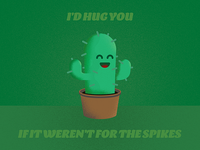 Cactus Love cactus cartoon character grain hug love plant pot spikes