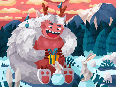Yeti beast coloring book cute forest funny gallery monster painting rabbit rabbits snowman vector winter yeti yetti