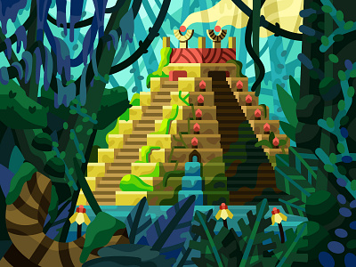 The lost world flat forest gallery graphic design illustration jungle paintbynumbers painting pbn stained glass vector ziggurat