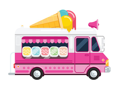 Ice cream van illustration by Andrii Bezvershenko on Dribbble