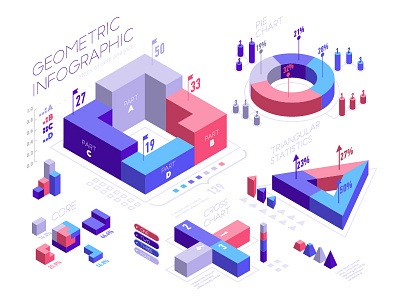 Data visualization infographic isometric design