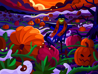 Creepy pumpkin field