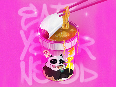Eat your noodles! design food food illustration illustration ipad pro ipadpro isometric isometric illustration japanese japanese food kawaii noodles packaging pink procreate ranma