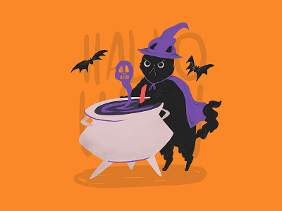 Witchcat cat ghost halloween illustration ipad pro poison procreate witchcraft