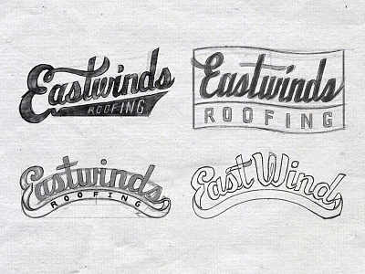 East Wind Logotype Sketches custom type drawing hand lettering illustration lettering logo logotype roofing typography