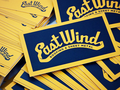 East Wind Business Card branding contractor custom type hand lettering illustration lettering logo logotype roofing script