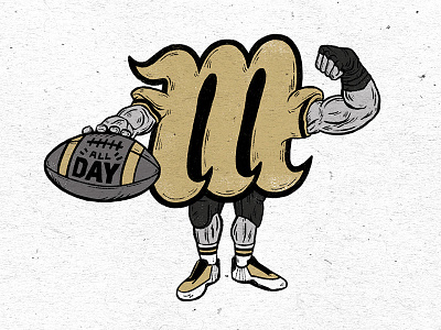 Micah Football Mascot branding custom type drawing football hand lettering illustration logo logotype sports type