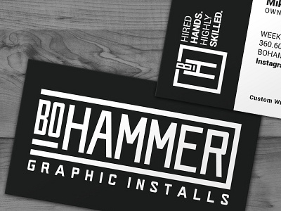 Bohammer Business Card badge branding car wrap custom type hand lettering illustration lettering logo logotype vinyl wrap