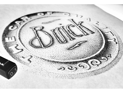 Vintage Buick Emblem dotwork emblem handmade logo pointillism